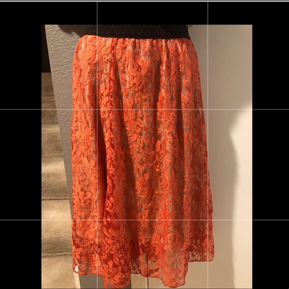 LuLaRoe Dresses & Skirts - Lularoe Lola Skirt Med BNWT Lace Orange